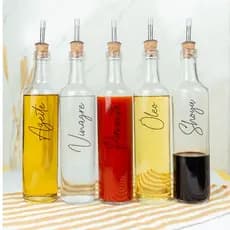 Galheteiro de Vidro 525ml com Bico Dosador Cortiça | Azeite / Vinagre / Óleo / Shoyu / Pimenta