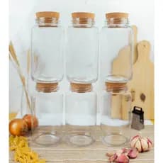 Kit 6 Potes de Vidro 810ml com Tampa Rolha | Armazenamento | Mantimentos