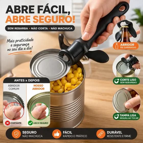 Abridor de Latas Sem Rebarbas e Abridor de Garrafas
