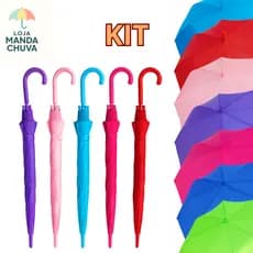 KIT 20 Guarda Chuva Infantil Liso Sombrinha para menino e menina automatico apito Decoração Lembrancinha Atacado