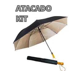 Kit 5 Guarda Chuva Sombrinha Grande reforçada automático de bolsa resistente dobrável tecido duplo