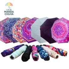 Guarda Chuva Sombrinha reforçada de bolsa dobravel grande e resistente mini estampada e preta