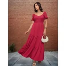 Vestido Longo Tres Marias Acinturado Lastex Linha Premium