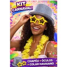 Kit Chapéu + Colar Havaiano + Óculos Festa Fantasia Carnaval
