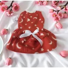 Vestido Roupinha Inverno De Soft E  Par De Laçinho Para Cachorro Pet