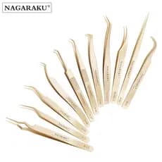 Pinça De Extensão De Cílios NAGARAKU Golden Tweezers Procedimento De Alta Precisão