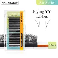 NAGARAKU Flying YY Extensões De Cílios Air Series Pontas Duplas Postiços De Base Plana