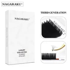 NAGARAKU Luxo Coletado Clássico Extensão De Pestanas Clássica Individual Natural Suave 16 Fileiras Densas Matte Black Hand Made Eyelashes