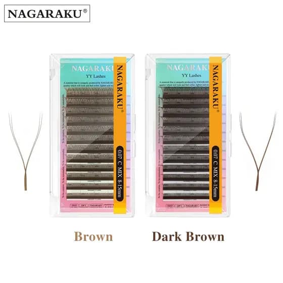 NAGARAKU YY Extensões De Pestanas De Cor Marrom Dicas Divididas Em Forma Y Falsos Cílios
