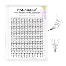 NAGARAKU Caixas Grandes Base Pontuda Extensões De Cílios Pré-Fabricadas 4D 5D 6D 10D Volume Grosso Postiços 120 Fãs