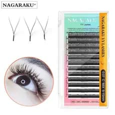 Nagaraku Yy Forma Mão Tecido Premium Mink Luz Suave Cílios Naturais Extensão De Maquiagem Malha Net Cruz Cílios Postiços