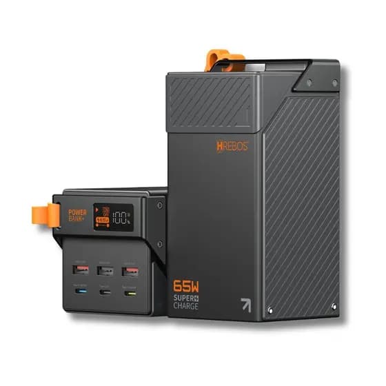 Power Bank Hrebos Forza 50000mAh 65W USB-C Display Digital Carregador Portátil Premium para Celular, Notebook e Starlink