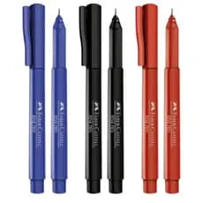 Caneta Esferográfica Ponta Fina Fine Pen 0,4mm Faber Castell  Nas Cores Vermelho / Preto / Azul