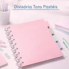 Divisória para Caderno de Disco A5 8 Furos Kit com 4 Cores Tons Pastéis
