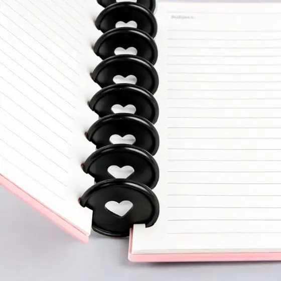 Kit 12 Discos Inteligente Para Caderno A5 Formato Coração Colorido e Preto