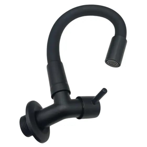 Torneira Parede Baixa Metal Preto Fosco Flexivel Premium