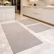 Kit 3 Peças Tapetes 0,65x0,45 e Passadeira 1,35x0,45  Luxo Moderno Para Cozinha Antiderrapante