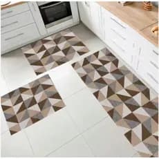 Kit 3 Peças Tapetes 0,65x0,45 e Passadeira 1,35x0,45 Luxo Moderno Para Cozinha Antiderrapante