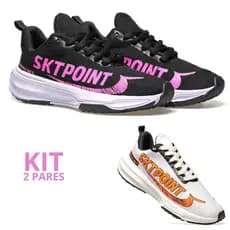 Kit 1 e 2 Pares Tenis Casual Feminino Masculino Dia a Dia