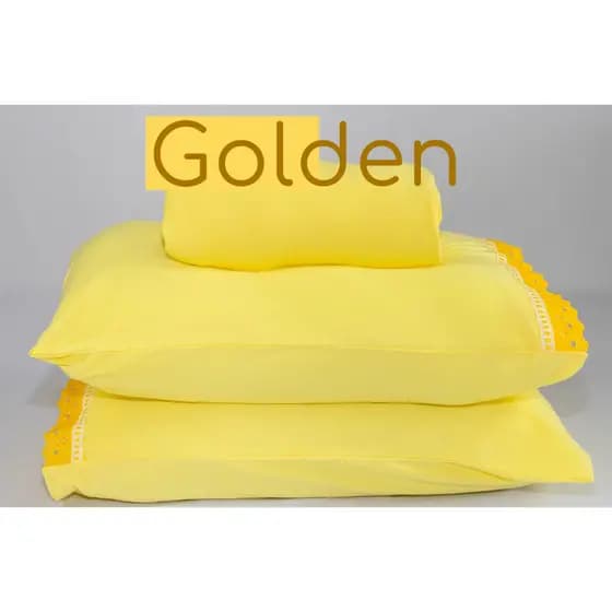 Jogo de Lençol Malha Casal Fronha Ziper 100% Algodão Golden