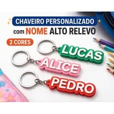 kit 10 Chaveiros Personalizados Com Nome Alto Relevo