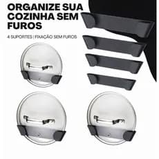 Kit Suporte Para Tampa de Panela 4 unidades | Adesivo organizador de Armário | Cozinha Sem furo