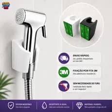 Suporte Chuveirinho Ducha Higiênica Adesivo Parede Instalação Sem Furo Fita Dupla Face 3M