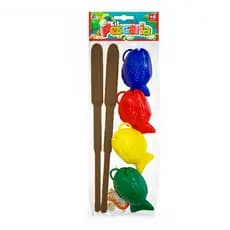 Kit Pescaria Com 4 Peixes e 2 Varas para Festa Junina Quermesse