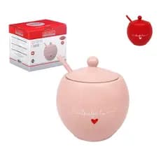 Açucareiro L'amour Em Porcelana 350ml Com Colher e Tampa
