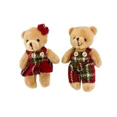 Kit 2 Ursinhos de Pelúcia Natal Enfeite Natalino Pendurar Em Árvore