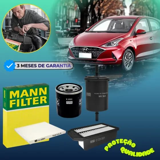 Kit Filtro Revisão para Hyundai HB20 1.0 12V T-GDi Turbo 3 Cilindros (SP11076-4)