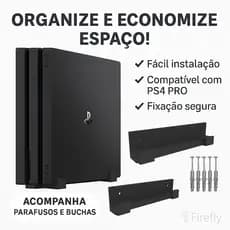 Suporte de Parede PS4 PRO | Fixação com Parafuso | Suporte Gamer para Console |  Vertical