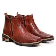 Bota Masculina Botina De Couro Legítimo Sola Costurada Country