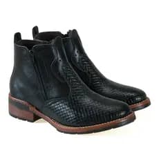 Bota Botina Texana Country Masculina Preta Cano Curto em Couro