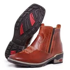 Botina De Couro Unissex Rodeio Texana Cano Curto Country