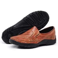 Sapatilha Mocassim Masculina Couro Legítimo Confortável Leve Estilo Casual Macia Antiderrapante