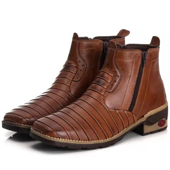 Bota Botina Country Masculina Texana Casco Tatu Confortavel Qualidade Bico Quadrado Sola Quadrado