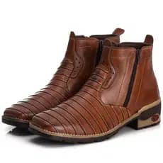 Bota Botina Country Masculina Texana Casco Tatu Confortavel Qualidade Bico Quadrado Sola Quadrado