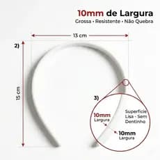 Arquinho de Cabelo Tiara Simples Preta Branca Largura 4mm Para Personalizar Selecione Quantidade