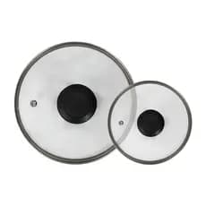 Conjunto Tampas De Vidro Preta Avulsa 20cm + 22cm Para Frigideiras Panelas