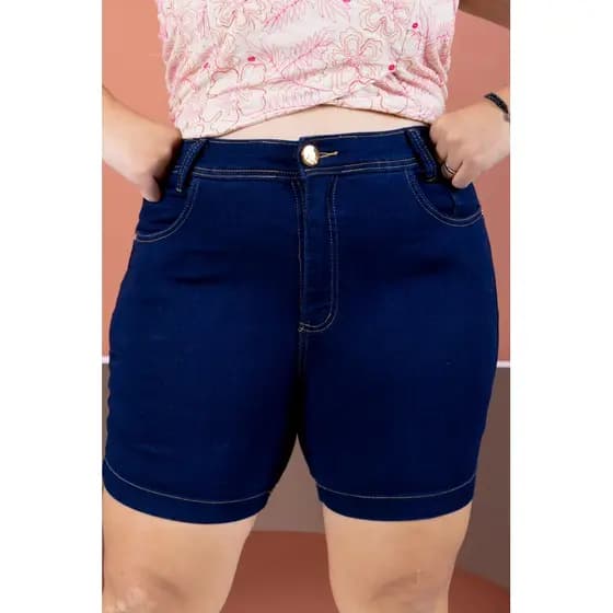 short Jeans Plus Size C/Lycra Promoção Atacado Azul