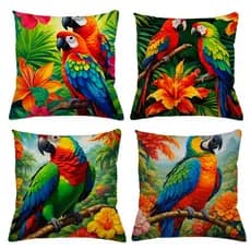 Kit Com 4 Capas De Almofadas Sala Sofa Decorativas 45x45 Poliester Ziper Invisivel Moderna Luxo De Arara