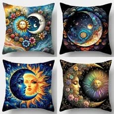 Kit c/ 4 Capas Almofada Cosmo Universo Decorativa Estampa Moderna Sala Sofá Estampa Luxo Zíper Invisível Casa Moderna