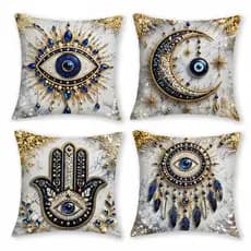 Kit 4 Capas de Almofada 45x45 Olho Grego Decorativas Modern Print Sofá Sala Estampadas Modernas Luxo Premium Decoração