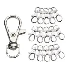 01 Peça Gancho Chaveiro Mosquetão Fecho Níquel Prata 38mm