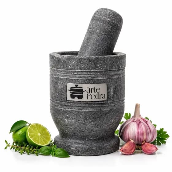 Pilão De Pedra Sabão Resistente Ideal Para Macerar Ervas Temperos E Preparo De Caipirinhas
