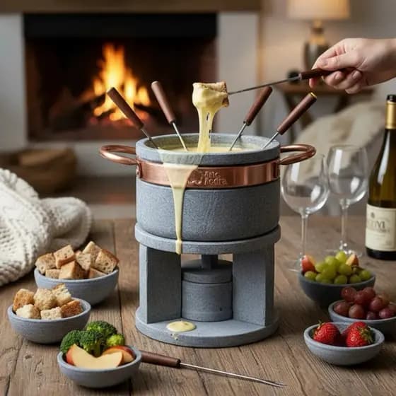 Fondue De Pedra Sabão 500 Ml Ideal P/ Queijo E Chocolate