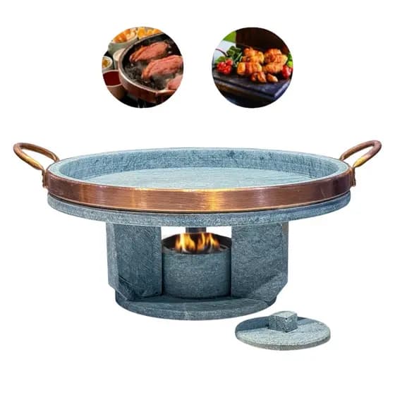 Grelha Funda Para Carne Churrasco 32 Cm 27 Cm 22 Cm Pedra Sabão Com Rechaud Fogareiro