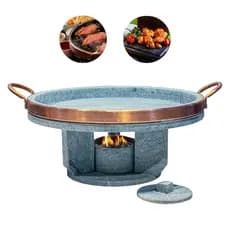 Grelha Funda Para Carne Churrasco 32 Cm 27 Cm 22 Cm Pedra Sabão Com Rechaud Fogareiro