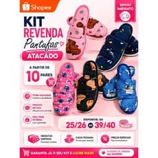 Kit 10 pantufas de quarto personagens estampas fofas variadas revenda